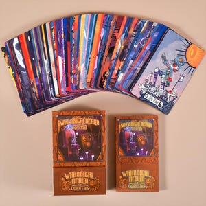 Whimsical Realm of Oddities Tarot Deck – Surreal Cat & Skeleton, Cartoon Fantasy Divination Cards, Deluxe or Tin Edition with Guidebook image 3
