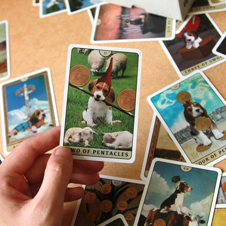 Tarot of Beagle Dogs Rider-Waite Deck for Dog Lovers Custom Tarot Pouch Pet-Friendly Pawsitive Healing Glossy Finish Black Core Cardstock image 17