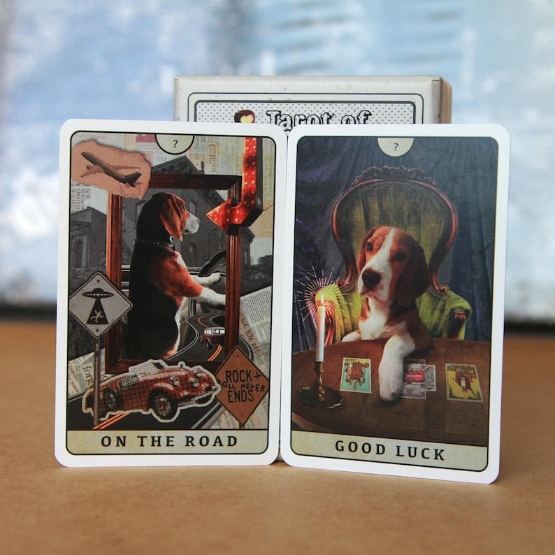 Tarot of Beagle Dogs Rider-Waite Deck for Dog Lovers Custom Tarot Pouch Pet-Friendly Pawsitive Healing Glossy Finish Black Core Cardstock image 3