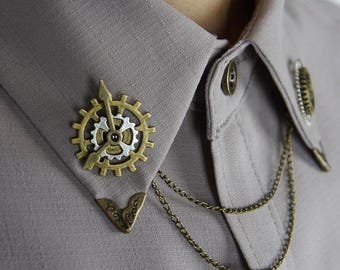 Twin Dial Handcrafted Steampunk Collar Chain