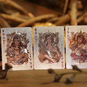 Greek Mythology Playing Cards Ancient Greek Pantheon Epic Tales Mythical Creatures Parchment Texture Custom Pips & Suits Cardistroy Oiling image 4