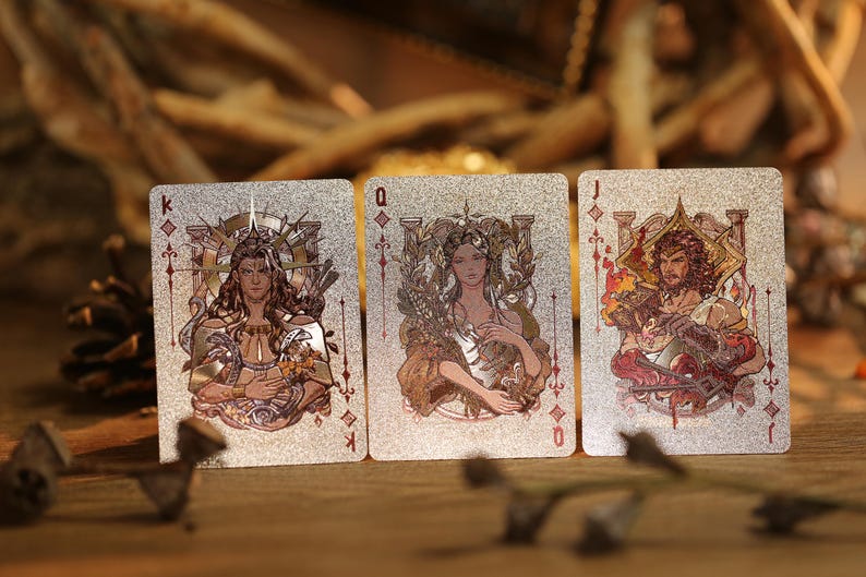 Greek Mythology Playing Cards Ancient Greek Pantheon Epic Tales Mythical Creatures Parchment Texture Custom Pips & Suits Cardistroy Oiling image 4