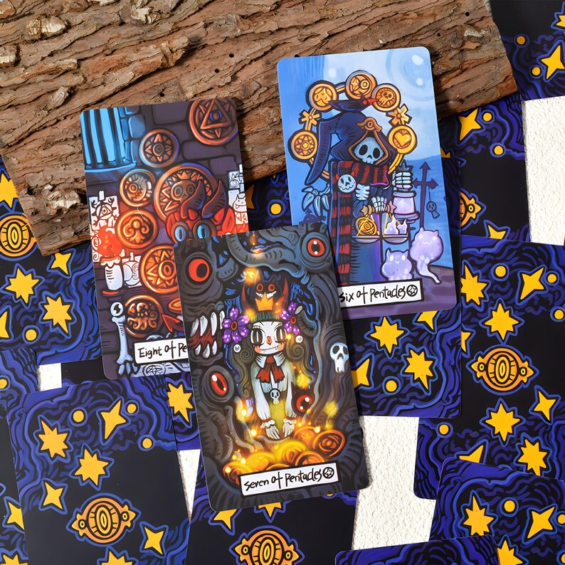 Whimsical Realm of Oddities Tarot Deck – Surreal Cat & Skeleton, Cartoon Fantasy Divination Cards, Deluxe or Tin Edition with Guidebook image 9