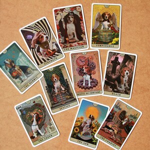 Tarot of Beagle Dogs Rider-Waite Deck for Dog Lovers Custom Tarot Pouch Pet-Friendly Pawsitive Healing Glossy Finish Black Core Cardstock image 10