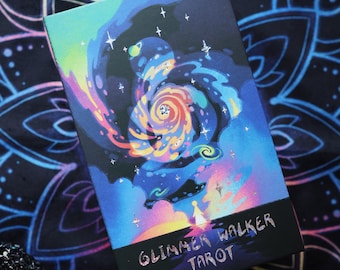 Glimmer Walker Tarot Rider-Waite 79 Custom Illustrations Neon Colors Four Elements Light & Shadow Spiritual Gift
