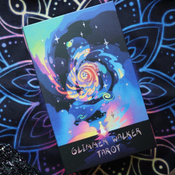 Tarot Rider-Waite Glimmer Walker 79 Ilustraciones personalizadas Colores neón Cuatro elementos Luz y sombra Regalo espiritual