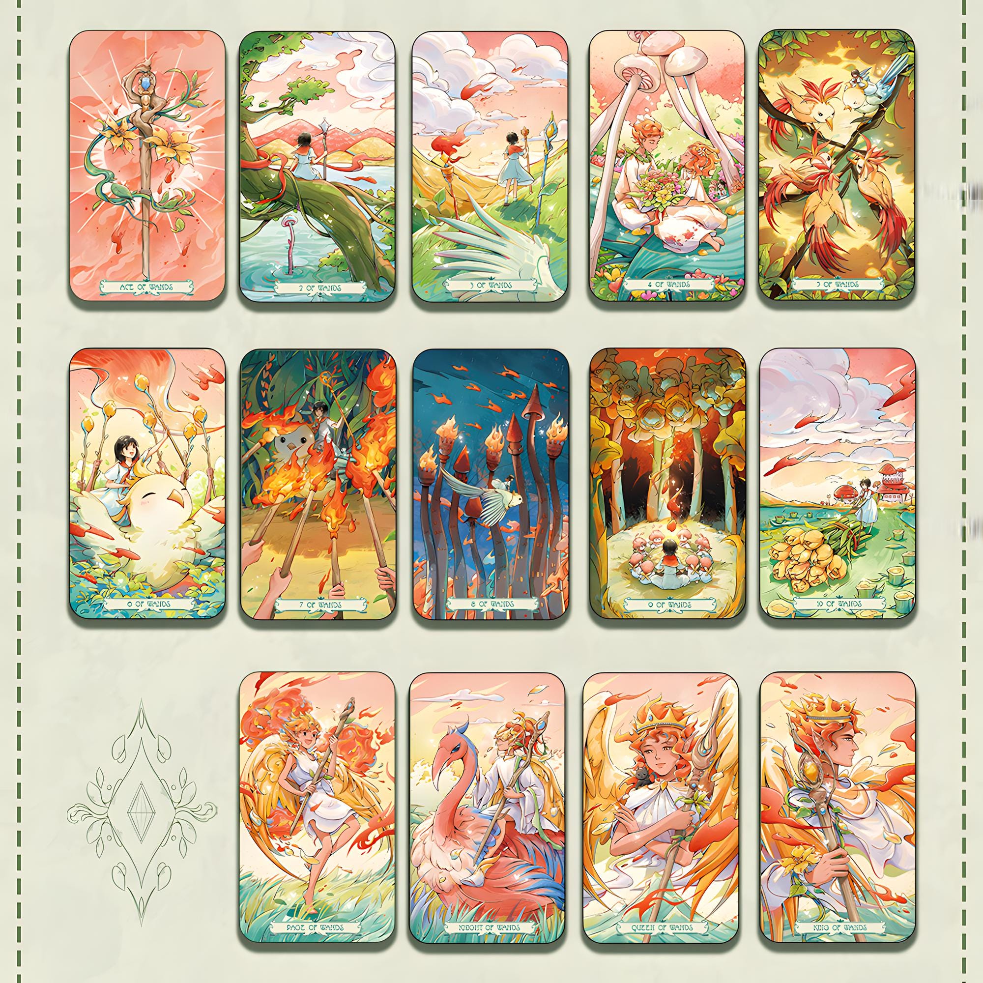 森の精霊の刻印タロットデッキ | 魅惑的なアニメ風RPGファンタジー