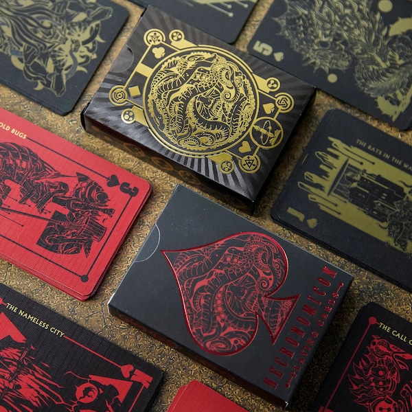 Lovecraft A-K Spielkarten Cthulhu Mythos Necronomicon Cosmic Horror Dark Fantasy Literatur Grotesque Foil Stamping
