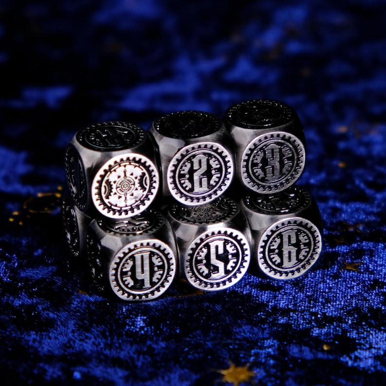 Dado Metálico D6 Steampunk Dreamgear, Estilo Vitoriano Industrial Retro Futurista