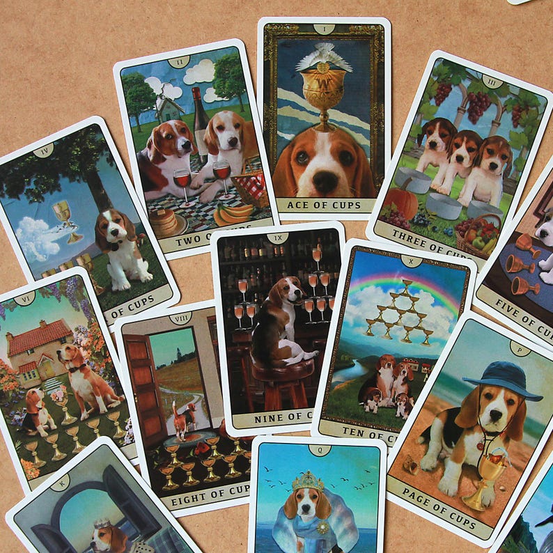 Tarot of Beagle Dogs Rider-Waite Deck for Dog Lovers Custom Tarot Pouch Pet-Friendly Pawsitive Healing Glossy Finish Black Core Cardstock image 13