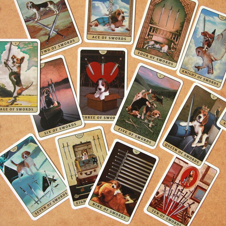 Tarot of Beagle Dogs Rider-Waite Deck for Dog Lovers Custom Tarot Pouch Pet-Friendly Pawsitive Healing Glossy Finish Black Core Cardstock image 15