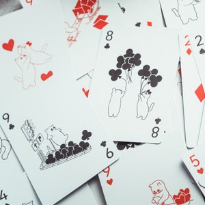 Cartes à jouer Le journal du chat et du chien, papier japonais triple épaisseur avec noyau noir, cartes chaton, cartes chiot, 54 cartes image 5
