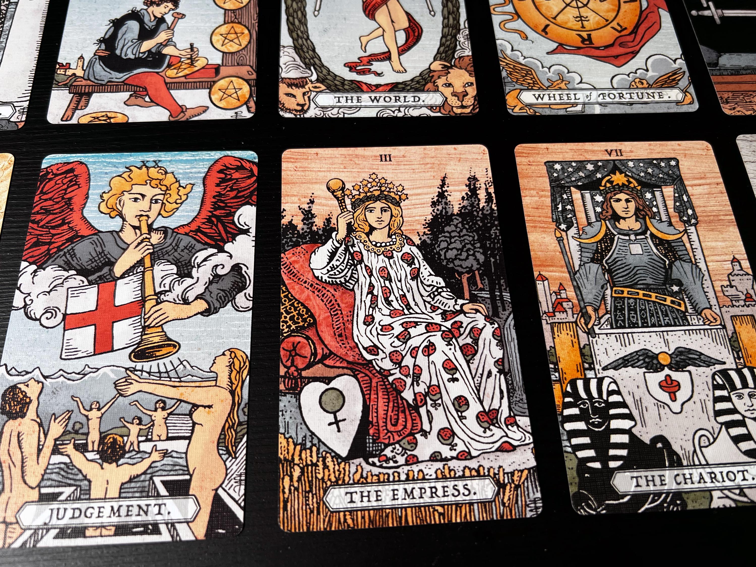 Rings of Fortune Tarot RWS Wood Grain Textures Morandi Palette Wheel of ...