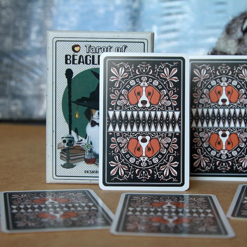 Tarot of Beagle Dogs Rider-Waite Deck for Dog Lovers Custom Tarot Pouch Pet-Friendly Pawsitive Healing Glossy Finish Black Core Cardstock image 4