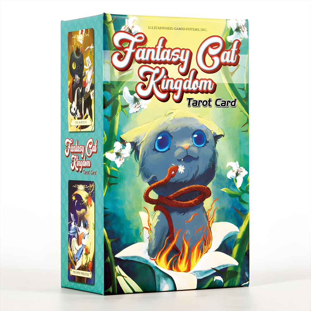 Fantasy Cat Kingdom Tarot Deck – 78 Illustrated Cards With