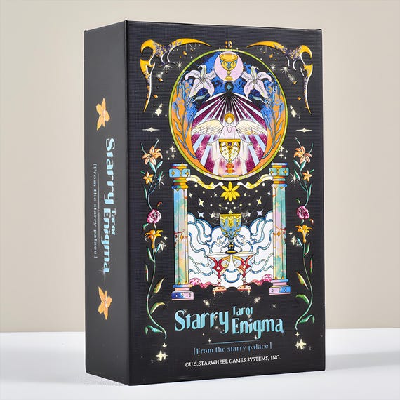 Starry Enigma Tarot Deck – Cosmic Fantasy Tarot Cards | Holographic Black Edge | Deluxe & Tin Editions with Guidebook