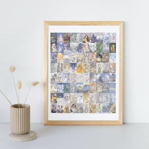 May include: A framed collage of 100 small, colorful, abstract paintings. The paintings are arranged in a grid pattern and feature a variety of colors, shapes, and textures.