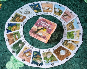Boji Blog Lenormand Przyjazny dzieciom kieszonkowy kalendarz z kreskówek Mini torebka z blachy z brelokiem do kluczy Tarota Codzienna dawka pozytywności