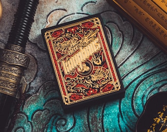 The Three Kingdoms Playing Cards Cardistry Deck Custom Illustrations of Heroic Figures Colorful 3D Sheen Embossed & Foil Stamped Tuck Case