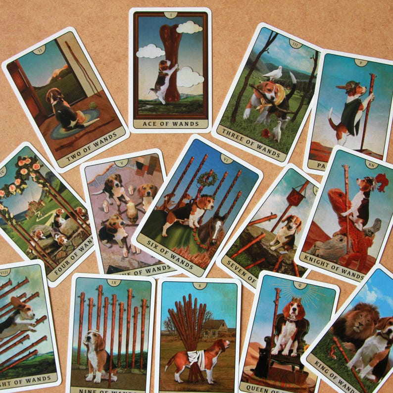 Tarot of Beagle Dogs Rider-Waite Deck for Dog Lovers Custom Tarot Pouch Pet-Friendly Pawsitive Healing Glossy Finish Black Core Cardstock image 12
