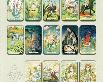 森の精霊の刻印タロットデッキ | 魅惑的なアニメ風RPGファンタジー