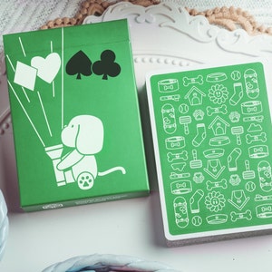 Tagebuch der Katze und des Hundes Spielkarten, Japanisches dreilagiges schwarzes Kernpapier, Kätzchenkarten, Welpenkarten, 54 Karten Dog