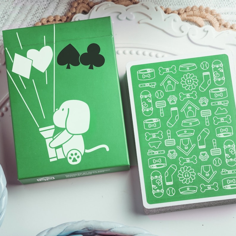 Cartes à jouer Le journal du chat et du chien, papier japonais triple épaisseur avec noyau noir, cartes chaton, cartes chiot, 54 cartes Dog