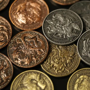 Seven Deadly Sins Collectible Metal Coins Seasons I & II Fantasy Creatures 七つの大罪 Western Demons Brass Copper Antique Plating 3D Relief