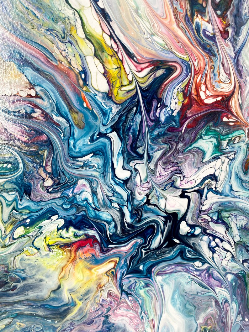 Serenity Unique Acrylic Pour Painting 18x24 Fluid Wall Art Highend