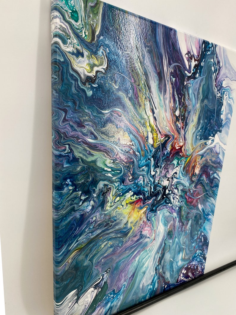Serenity Unique Acrylic Pour Painting 18x24 Fluid Wall Art Highend