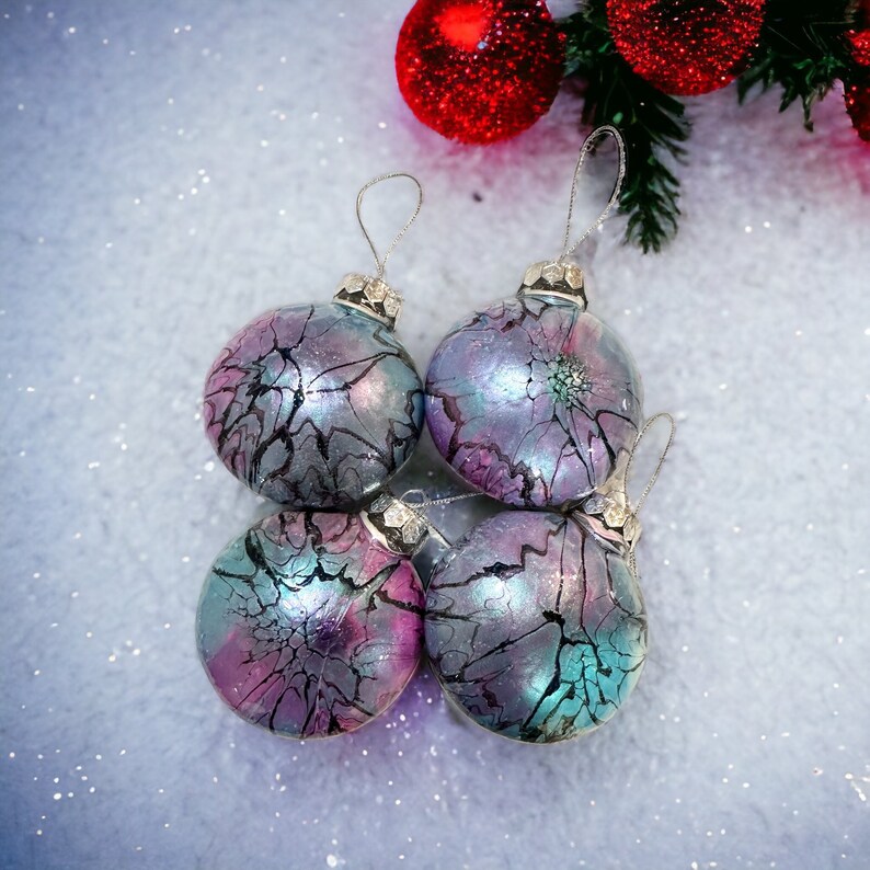 Christmas Bliss Stunning Handpainted Christmas Bulbs Sealed in Resin