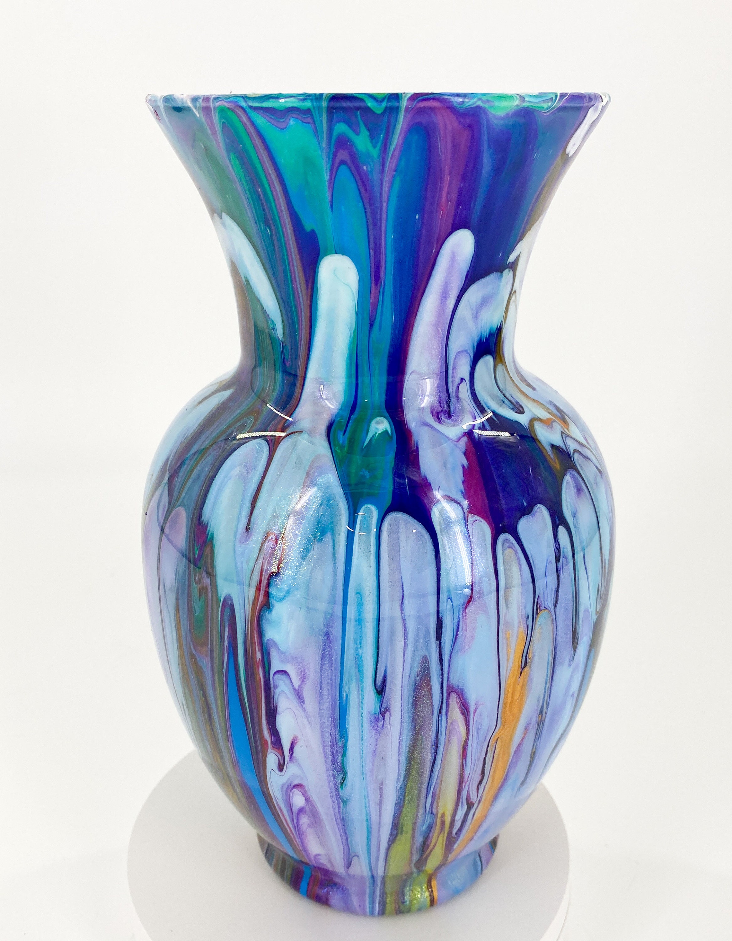 Hand Painted Acrylic Pour Vase 9x5.25irridescent Etsy