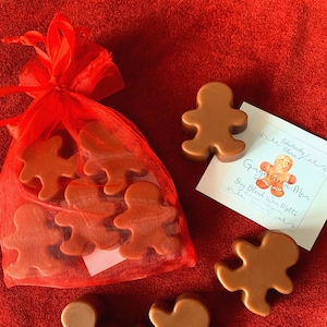 Gingerbread Man Scented Wax Melts, Soy Blend Christmas Cookie Shaped, Holiday