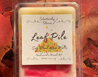 Leaf Pile Scented Hand-Poured Soy Wax Melts, Fruity, Cinnamon Autumn Home Fragrance
