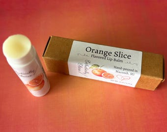 Orange Slice Lip Balm, Fruity Summer Scent, Clear Formula Stick (Box Included)