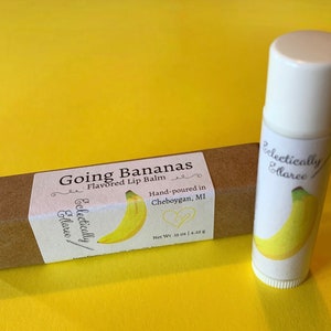 Going Bananas Flavored Lip Balm, Summer Flavor, Banana Scented, Box Included, Homemade Lip Balm Stick, Clear Formula
