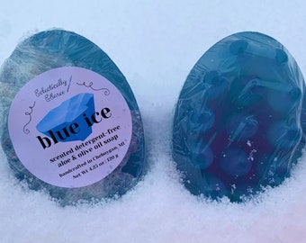 Blue Ice Massage Bar Soap, Unisex Fragrance, Detergent Free Aloe Olive Oil Soap