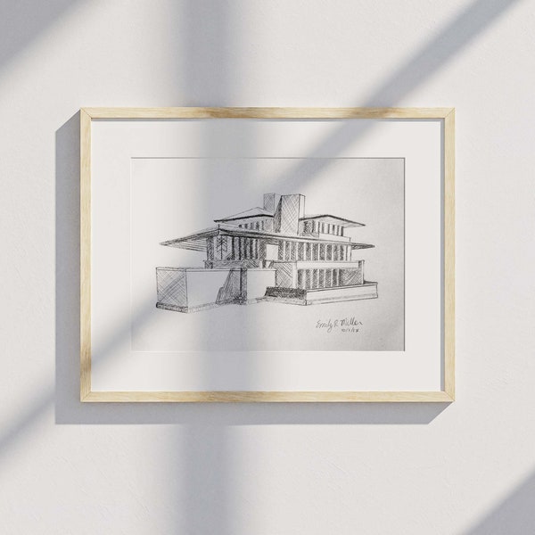 Frank Lloyd Wright Robie House | Poster Print | Original Graphite Line Drawing