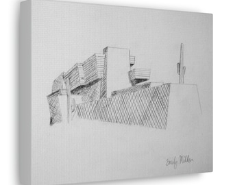 Frank Lloyd Wright Pauson House | Canvas Print | Original Graphite Line Drawing