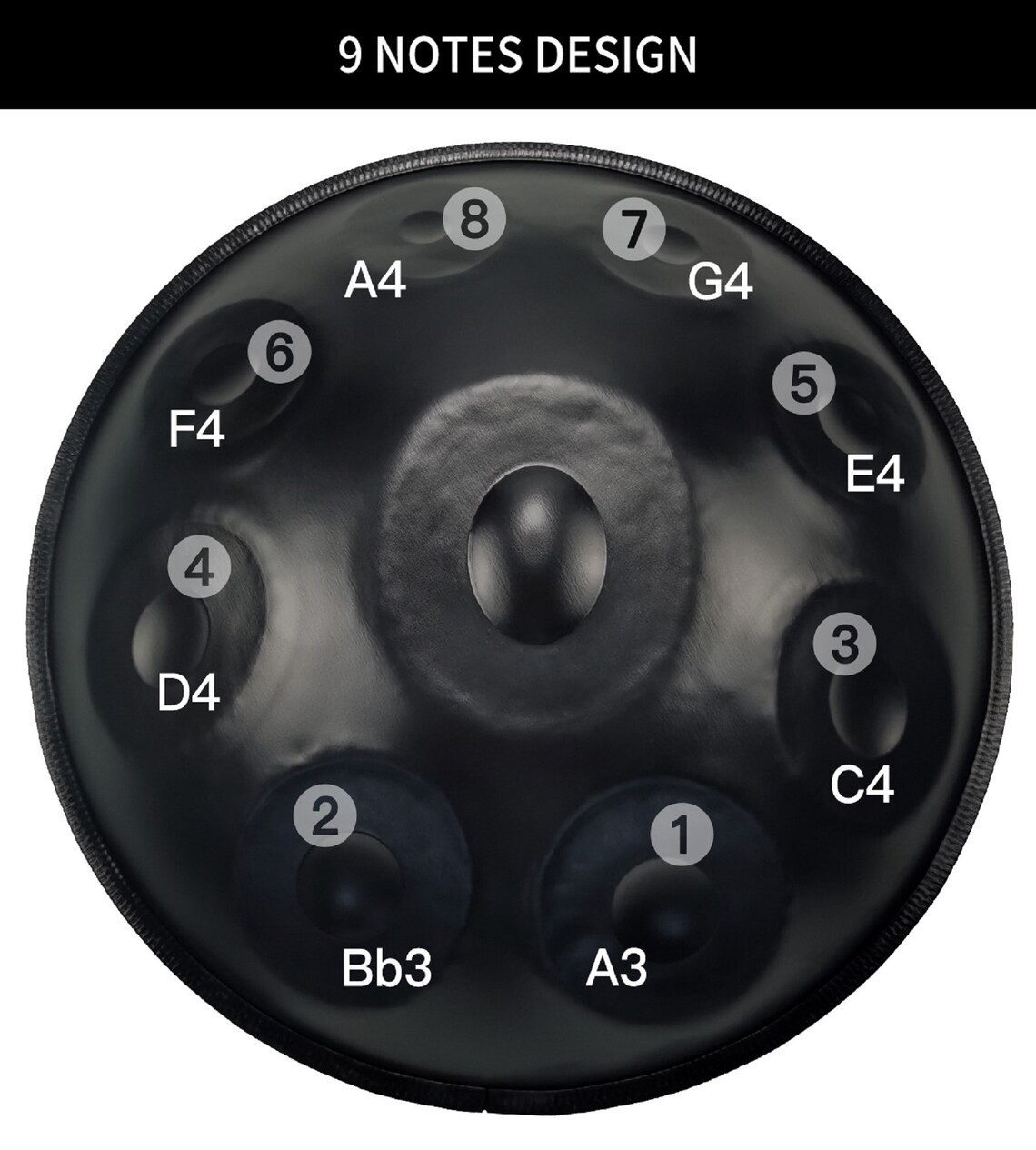 Handpan GLADFRESIT 432Hz - 9 Notes Ré Mineur 22 Pouces + Stand Et Etui (Violet)
