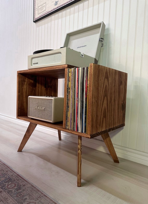 Mesa para tocadiscos Stand Cabinet Mid Century Modern Vinyl