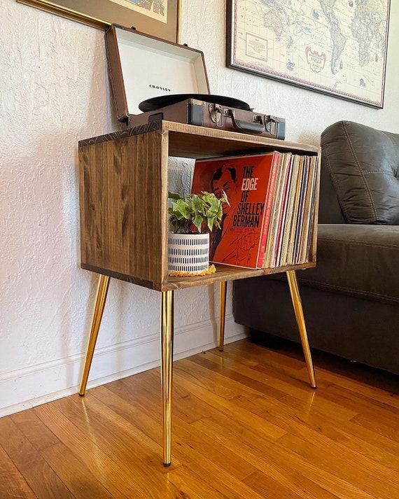 Mesa para tocadiscos Stand Cabinet MCM Mid Century Modern Metal Golden Legs  -  México