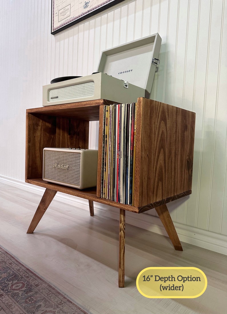 Mid Century Modern Record Player Stand Vinyl Record Storage