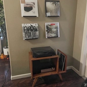 MCM Mid Century Modern Vinyl Record Storage Turntable Stand Solid Wood Table For Record Player Stand Cabinet image 6