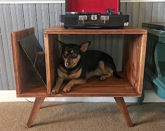 MCM Turntable Stand Solid Wood Table For Record Player Stand Cabinet MCM Mid Century Modern Vinyl Record Storage