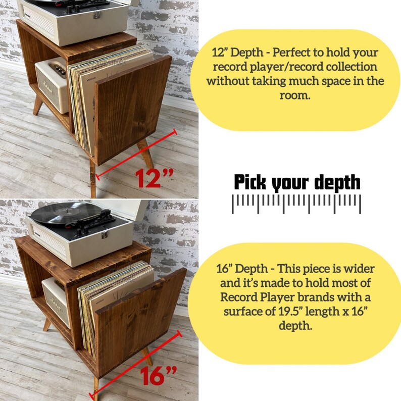 Mid Century Modern Record Player Stand Vinyl Record Storage