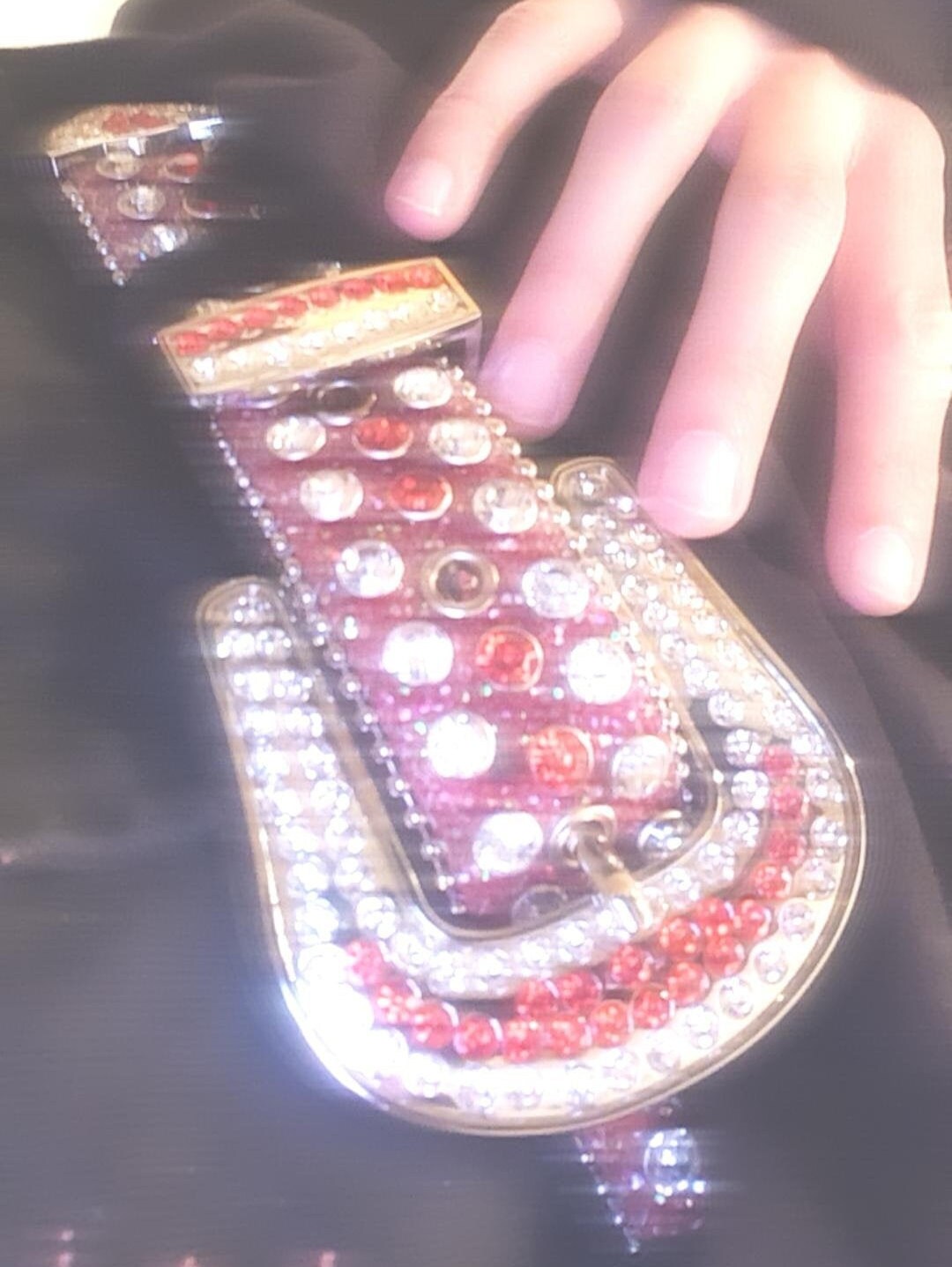 Y2k Red Rhinestone Westen Belt Unisex Etsy