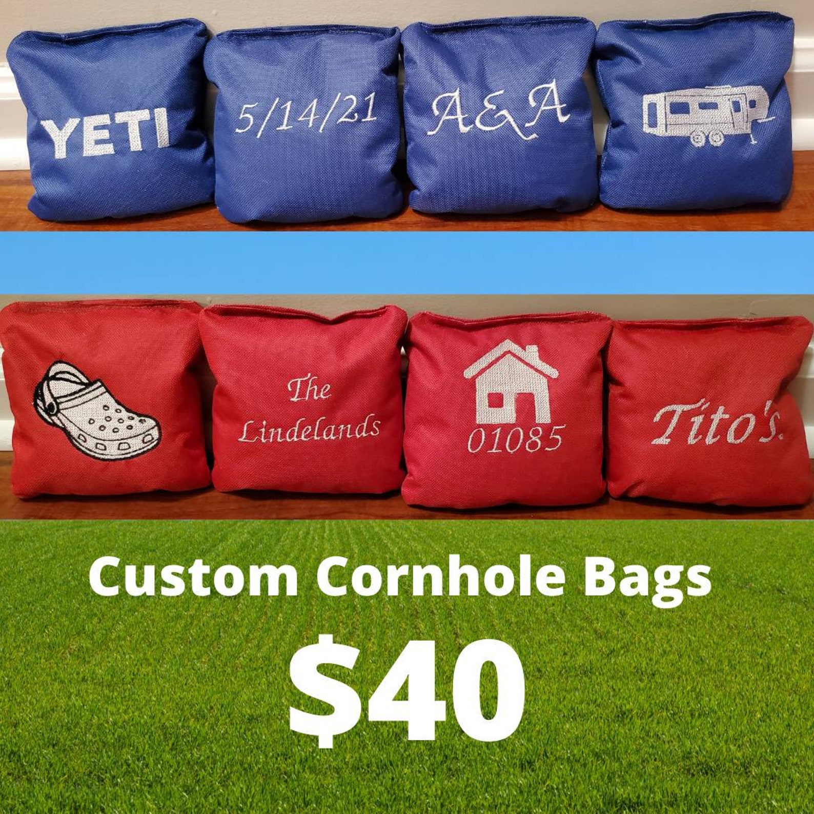 Custom/Personalized Cornhole Bags Free Shipping 8 bags Etsy