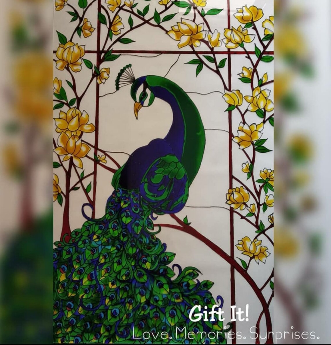 Peacock Glass Painting Etsy