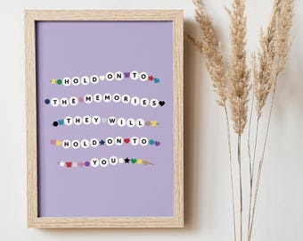 TSwift Digital Art | New Years Day Lyrics Friendship Bracelets | Download Purple Wall Art Poster for T Swift Fans Teen Dorm Room Decoration